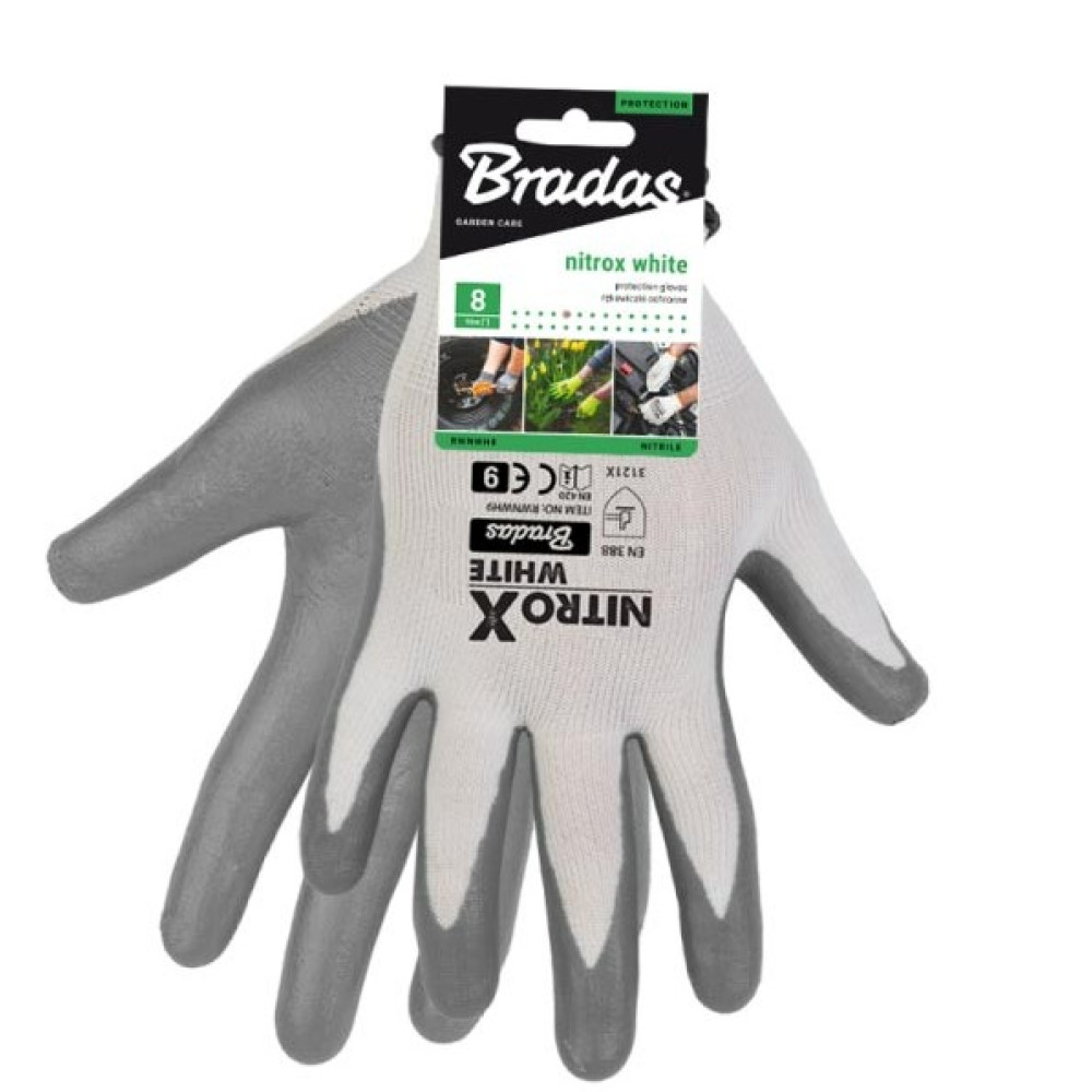 Рукавички захисні Bradas NITROX WHITE нітрил розмір 9 RWNWH9