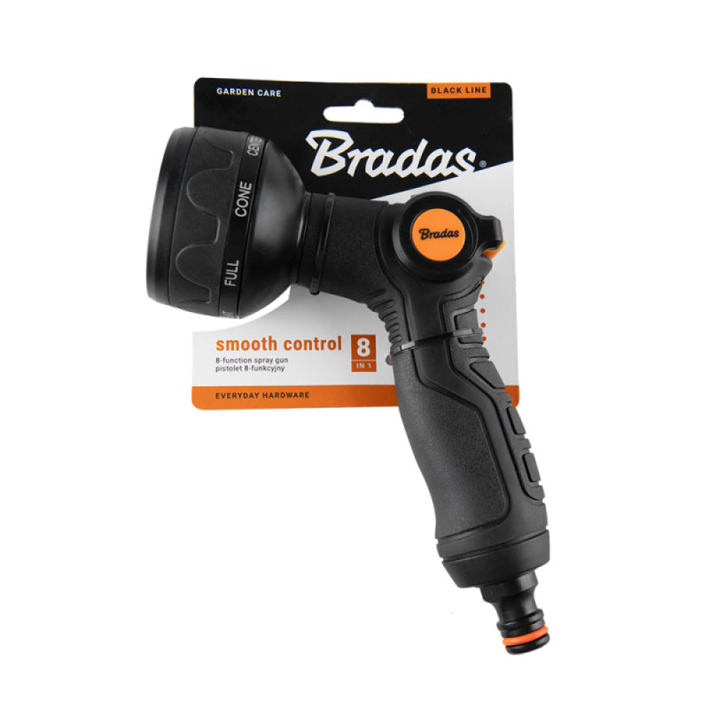 Пістолет для поливу Bradas 8-функціональний SMOOTH CONTROL, BLACK LINE (ECO-2054)