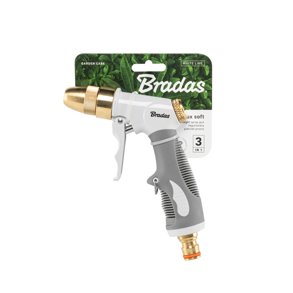 Пистолет для полива Bradas WHITE LINE 3-функциональный, металлический, AQUA LUX SOFT (WL-EN505M)