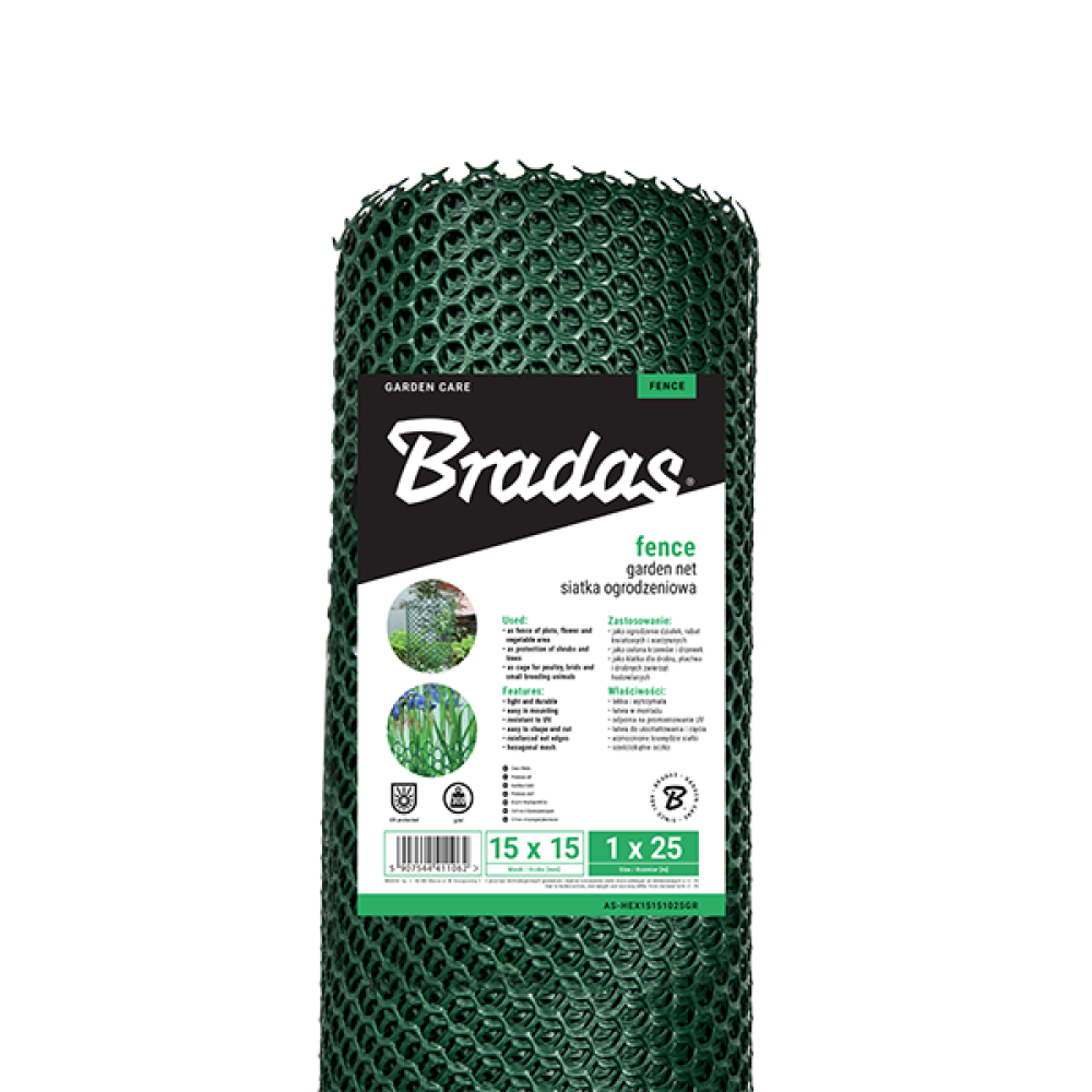 Сітка огороджувальна Bradas садова 6х6 мм 300 г/м² 1x25 м AS-SQ06061025GR