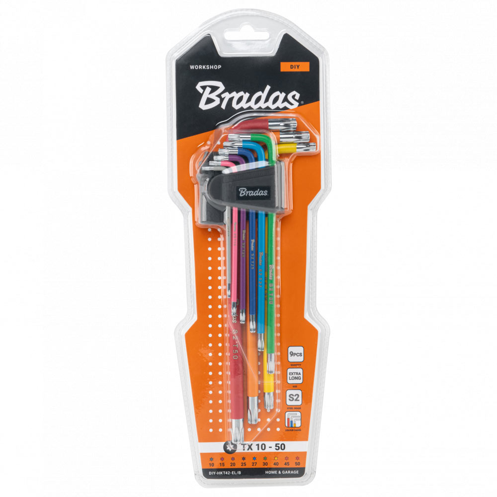 Набор ключей Bradas TORX TX 10-50 9 шт удлиненные (DIY-HKT42-EL/B)