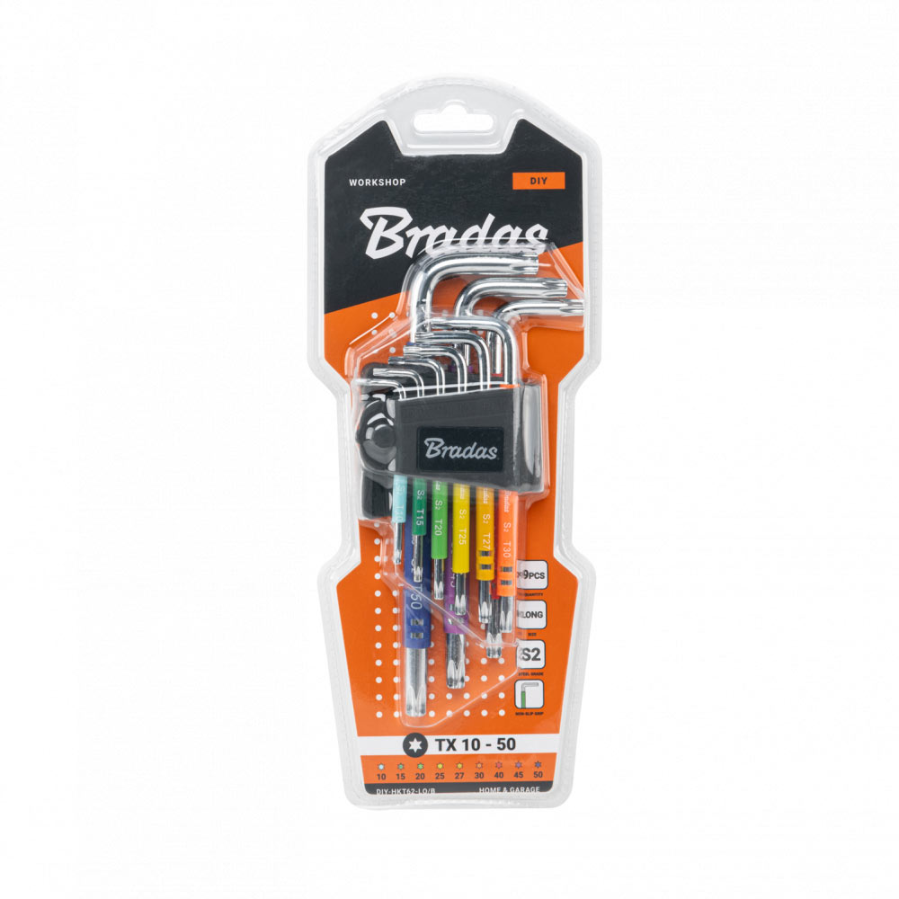 Набор ключей Bradas TORX TX 10-50 9 шт длинные (DIY-HKT62-LO/B)