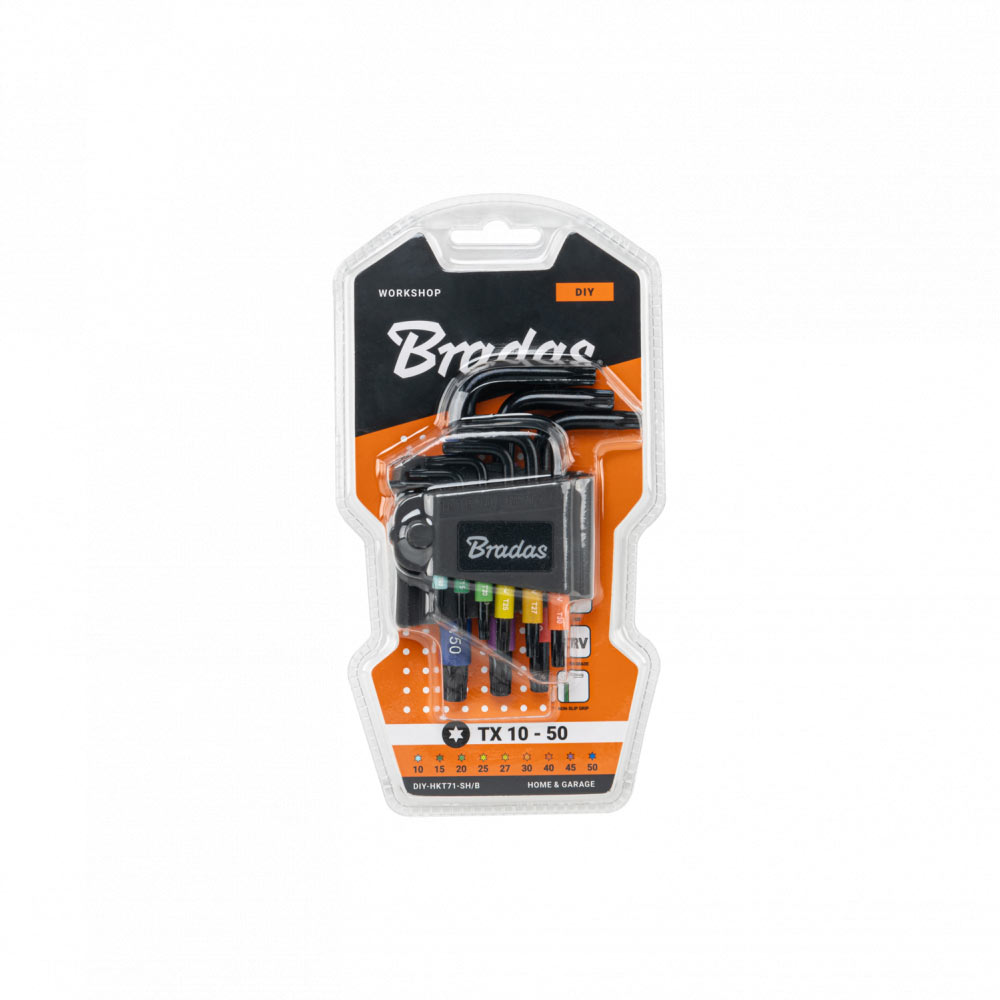 Набір ключів Bradas TORX TX 10-50 9 шт короткі (DIY-HKT71-SH/B)