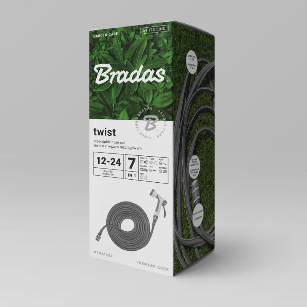 Шланг, що розтягується Bradas (комплект) TWIST HOSE 12 м-24 м BOX сірий WTW1224GY