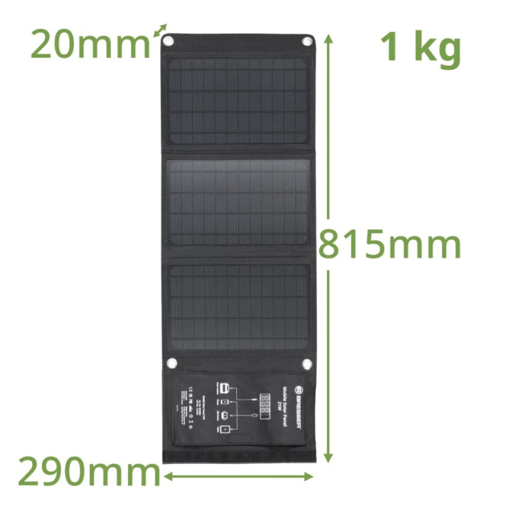 Портативний зарядний пристрій сонячна панель Bresser Mobile Solar Charger 21 Watt USB DC (3810030) 930148