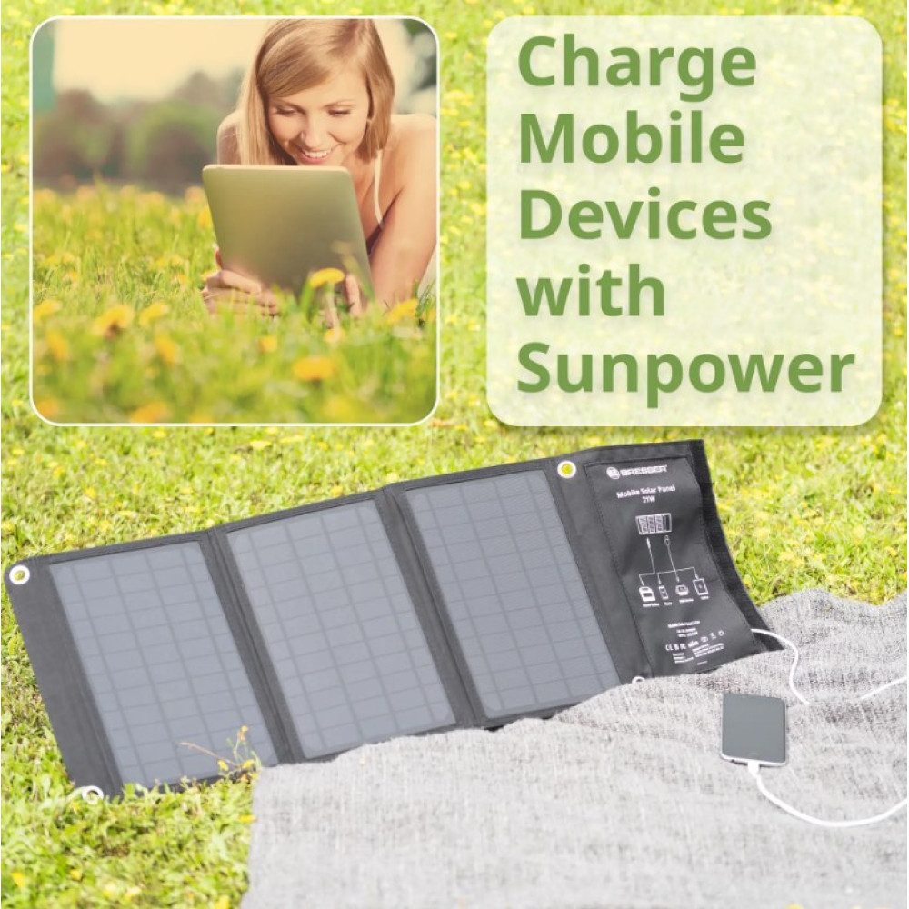 Портативний зарядний пристрій сонячна панель Bresser Mobile Solar Charger 21 Watt USB DC (3810030) 930148