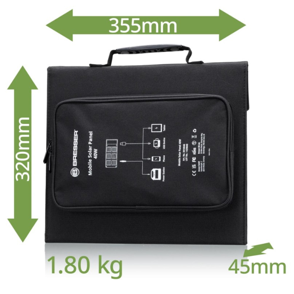 Портативное зарядное устройство солнечная панель Bresser Mobile Solar Charger 40 Watt USB DC (3810040) 930149