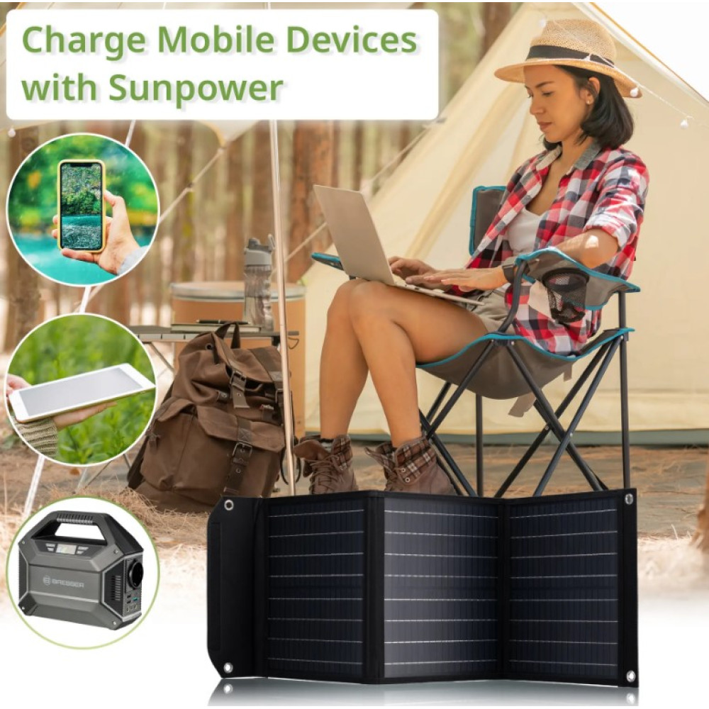 Портативное зарядное устройство солнечная панель Bresser Mobile Solar Charger 40 Watt USB DC (3810040) 930149