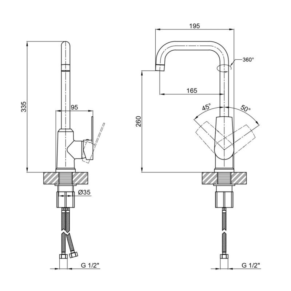 Змішувач для кухні Brinex 35С 20F