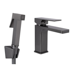Смеситель для умывальника Qtap Gemini (с гигиеническим душем) Gunmetal Black PVD QTGEM272GMB45692