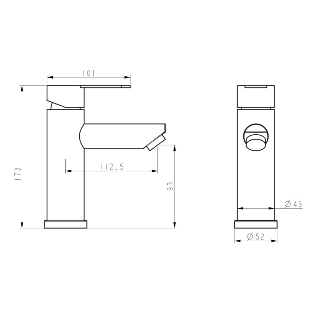 Смеситель для раковины Brinex Pure 001F Nickel BRIPUR001FNKL