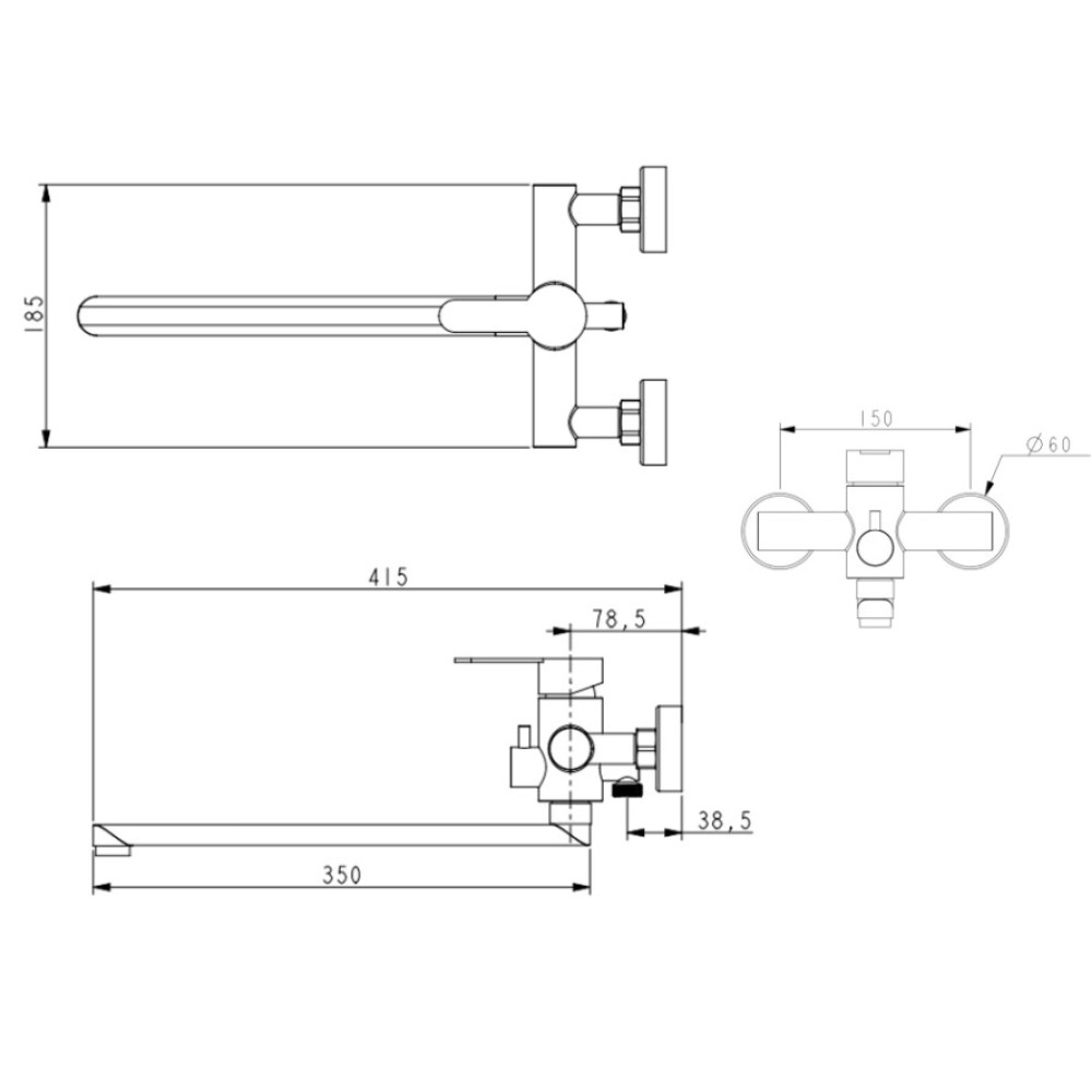 Смеситель для ванны Brinex Pure 005 Nickel BRIPUR005NKL
