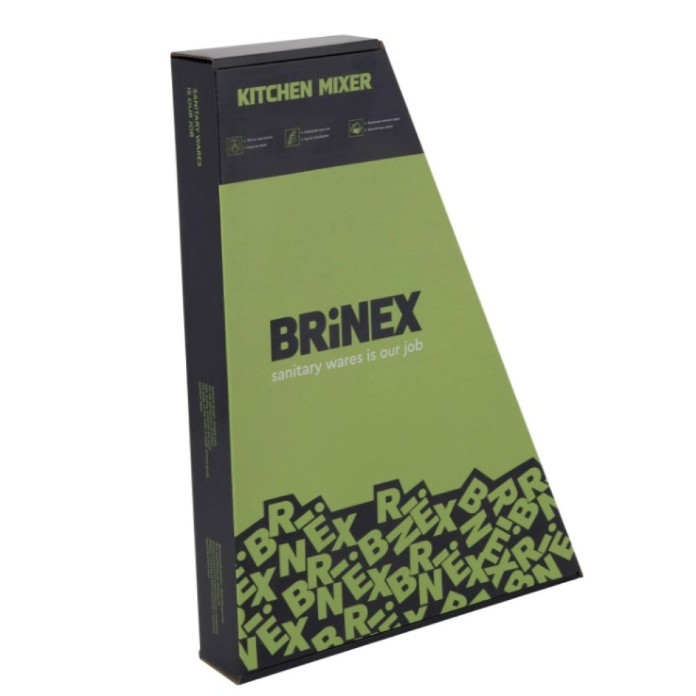 Змішувач для кухні Brinex Pure 015F U-образний Black Matt BRIPUR015FBLM