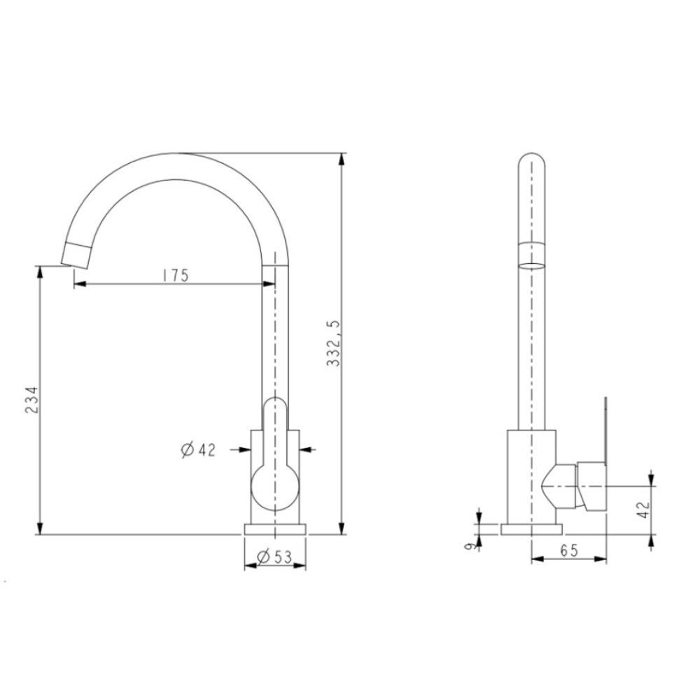 Змішувач для кухні Brinex Pure 015F U-образний Graphite BRIPUR015FGRP