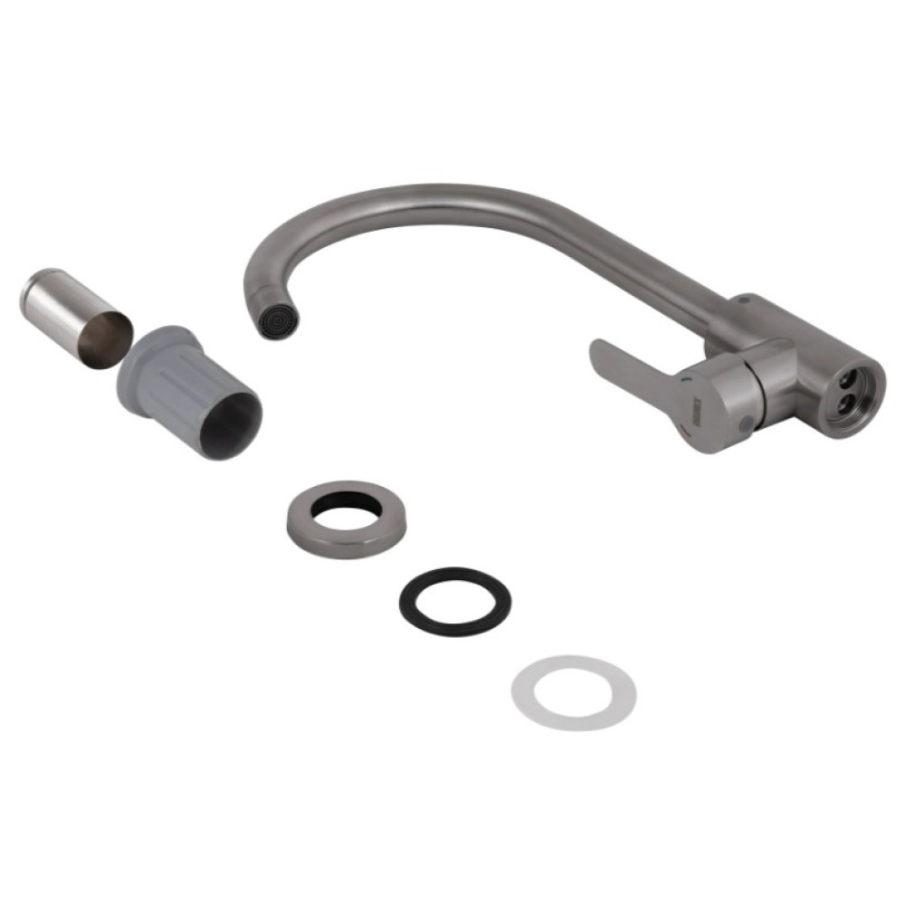 Змішувач для кухні Brinex Pure 015F U-образний Nickel BRIPUR015FNKL