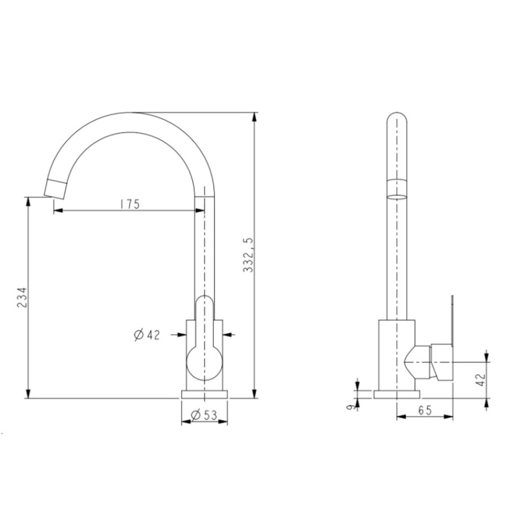 Змішувач для кухні Brinex Pure 015F U-образний Nickel BRIPUR015FNKL