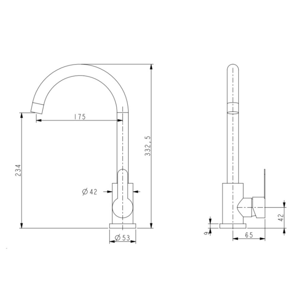 Змішувач для кухні Brinex Pure 015F U-образний Chrome BRIPUR015FCRM