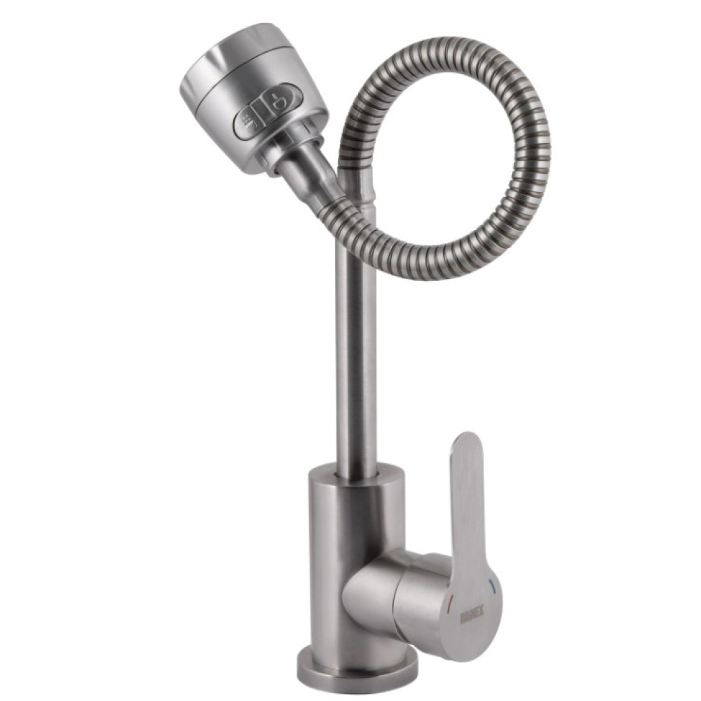 Змішувач для кухні Brinex Pure 015F41 з гнучким виливом Nickel BRIPUR015F41NKL