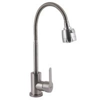 Змішувач для кухні Brinex Pure 015F41 з гнучким виливом Nickel BRIPUR015F41NKL