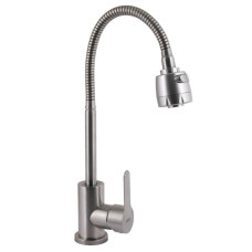 Смеситель для кухни Brinex Pure 015F41 с гибким изливом Nickel BRIPUR015F41NKL