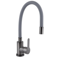 Змішувач для кухні Brinex Pure 015F3 з гнучким виливом Graphite/Grey BRIPUR015F3GRG