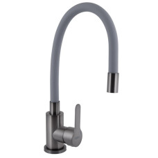 Смеситель для кухни Brinex Pure 015F3 с гибким изливом Graphite/Grey BRIPUR015F3GRG