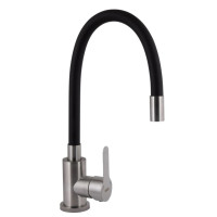 Змішувач для кухні Brinex Pure 015F3 з гнучким виливом Nickel/Black BRIPUR015F3NKB