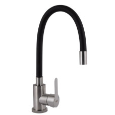Смеситель для кухни Brinex Pure 015F3 с гибким изливом Nickel/Black BRIPUR015F3NKB