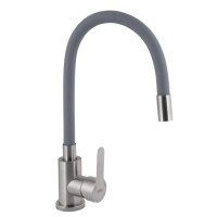 Змішувач для кухні Brinex Pure 015F3 з гнучким виливом Nickel/Grey BRIPUR015F3NKG