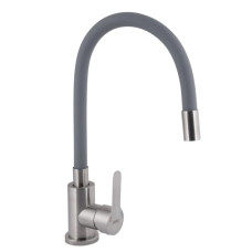 Смеситель для кухни Brinex Pure 015F3 с гибким изливом Nickel/Grey BRIPUR015F3NKG