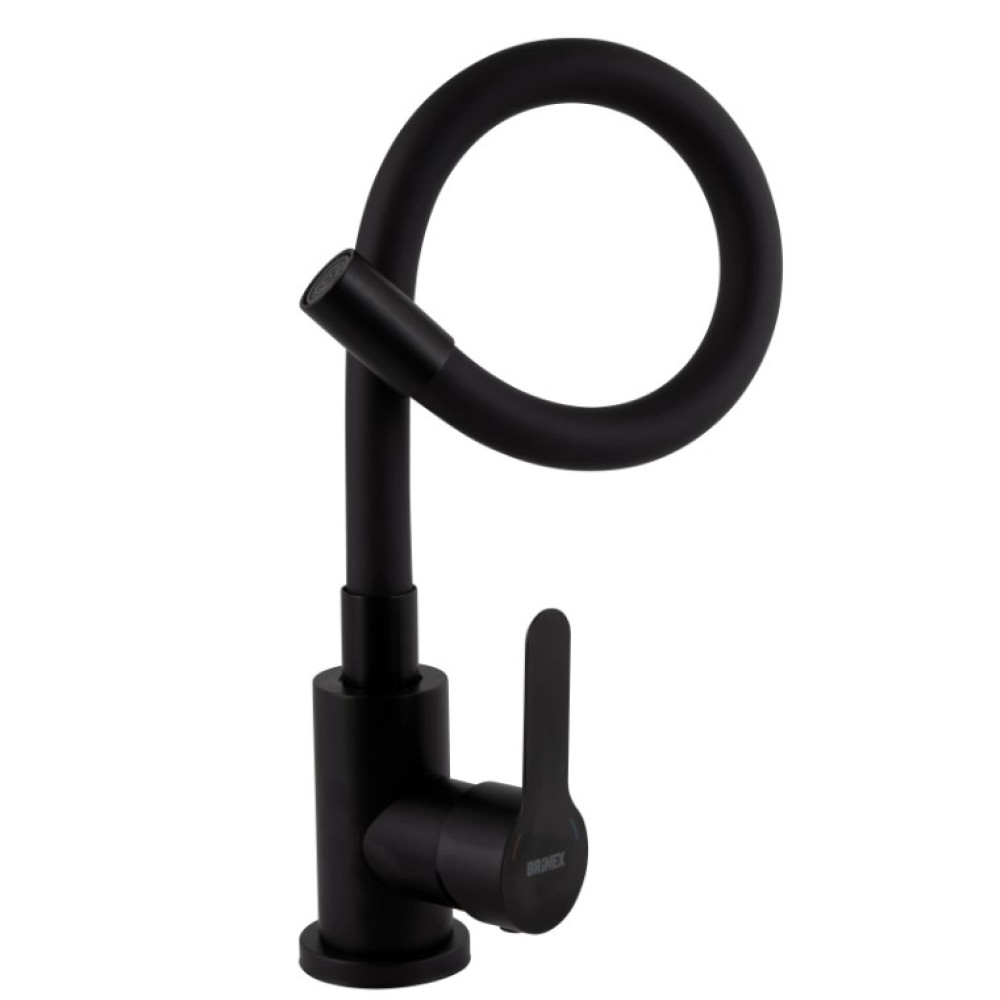 Смеситель для кухни Brinex Pure 015F3 с гибким изливом Black Matt BRIPUR015F3BLM