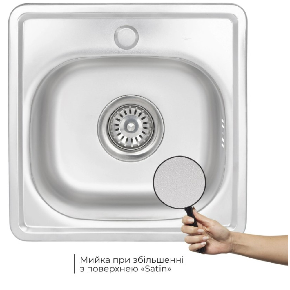Кухонная мойка Brinex 3838 0,6 мм, врезная BRIN3835SAT06