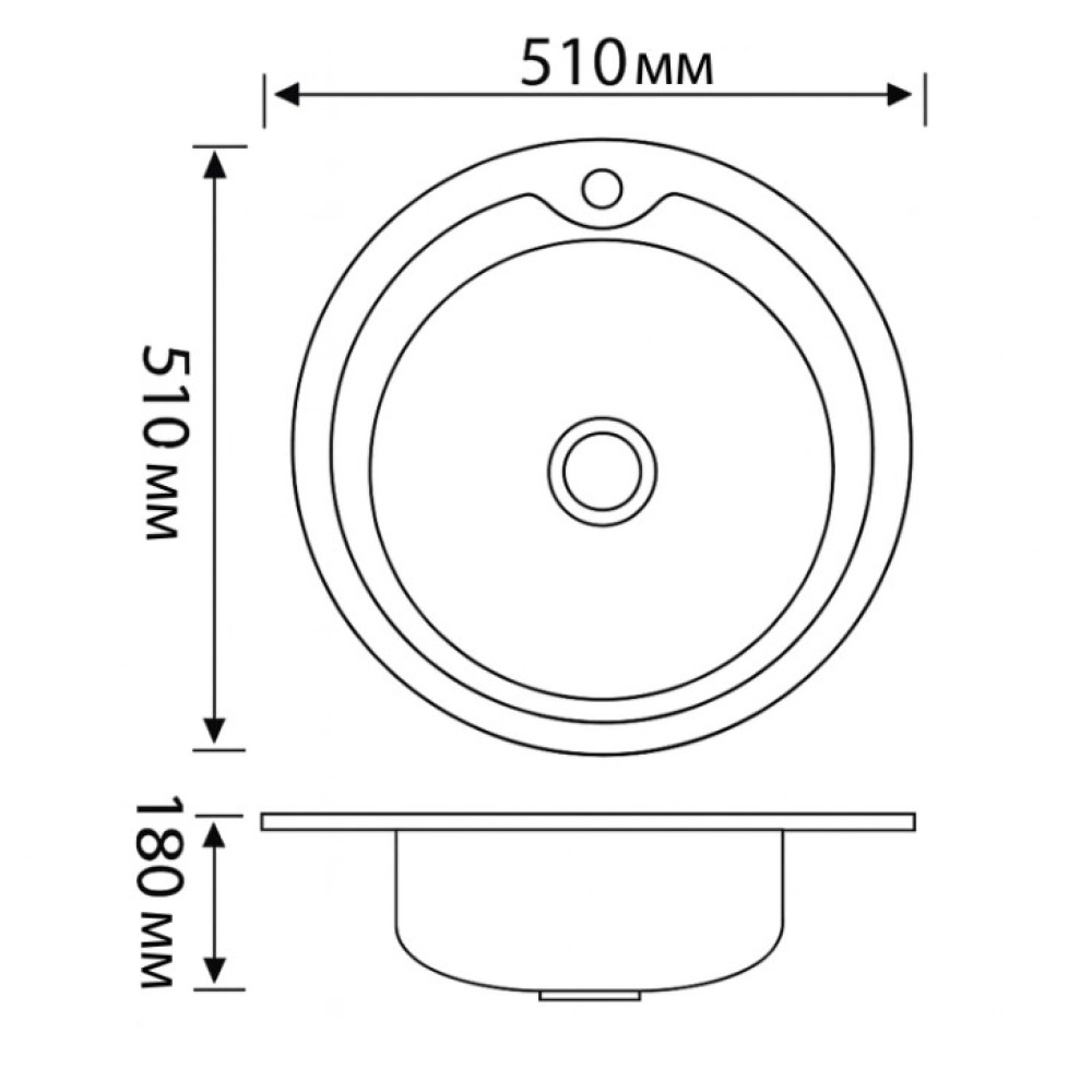 Кухонная мойка Brinex 510-D 0,8 мм, врезная BRIN510MDEC08