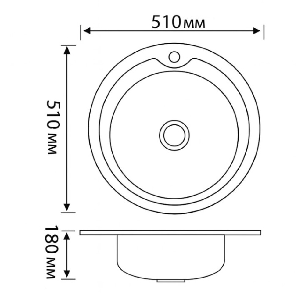 Кухонна мийка Brinex 510-D 0.8 мм, врізна BRIN510SAT08