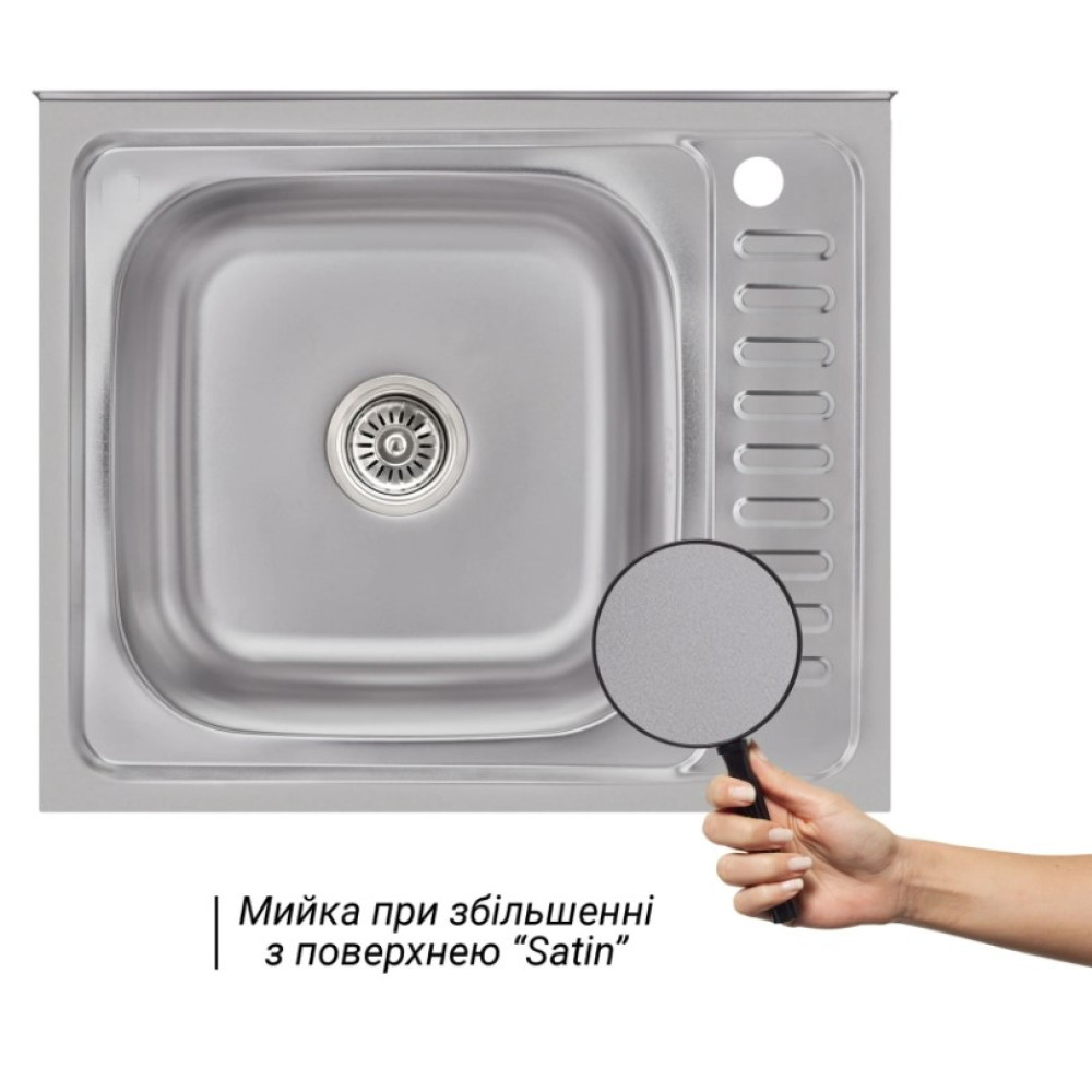 Кухонна мийка Brinex 6050-L 0.6 мм, накладна BRIN6050LSAT06