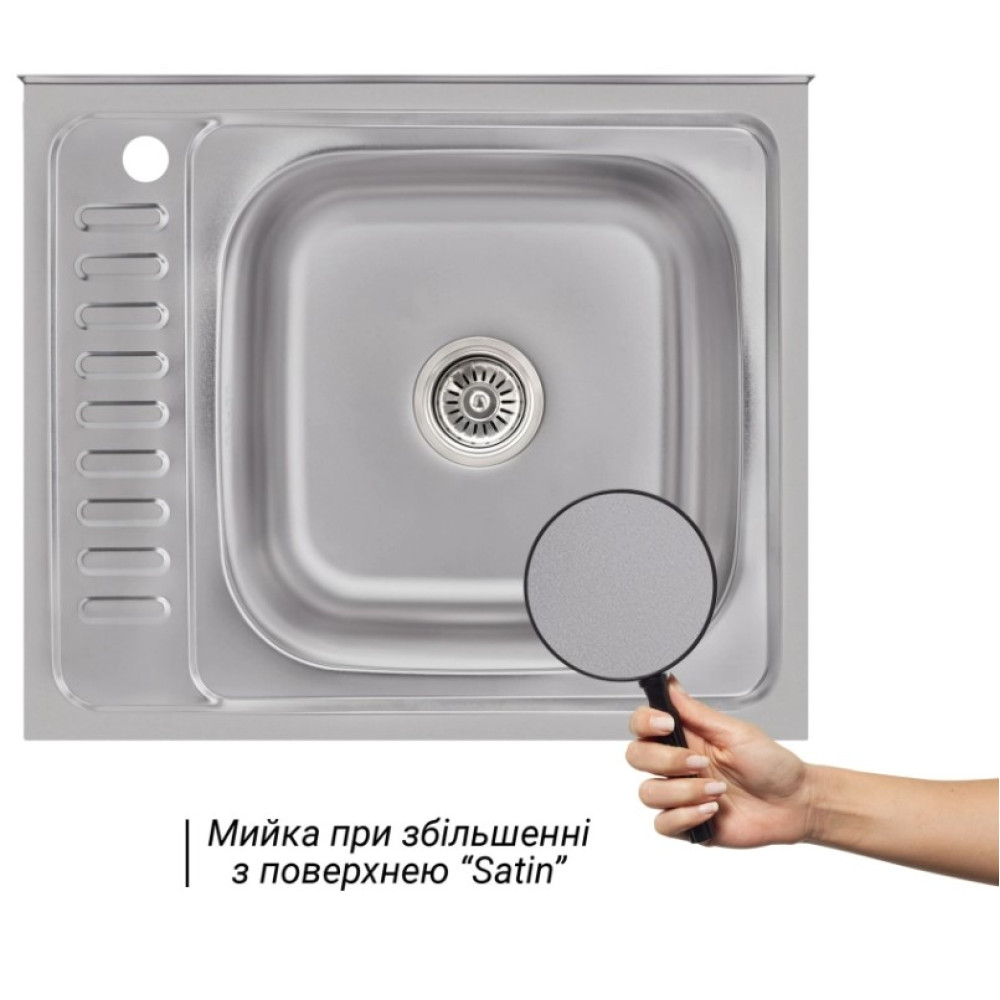 Кухонна мийка Brinex 6050-R 0.6 мм, накладна BRIN6050RSAT06