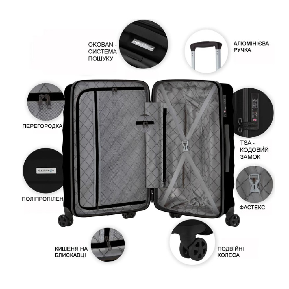 Чемодан CarryOn Porter (L) Black (502445)
