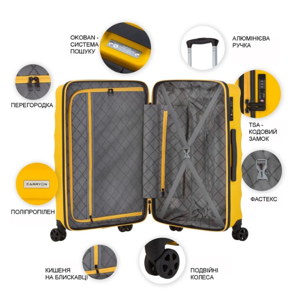 Валіза CarryOn Porter (M) Yellow (502457)