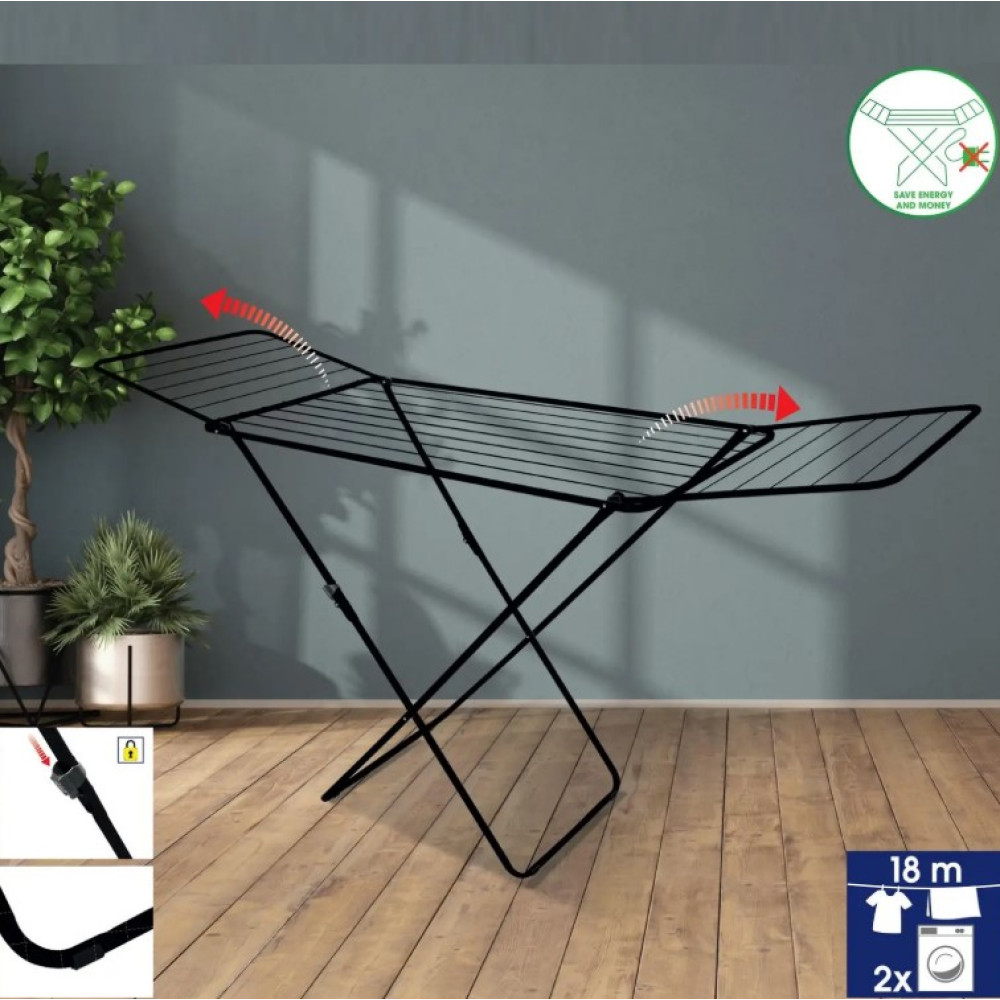 Сушилка для белья напольная Casa Si Kolibri 18m Black (CS42191C06E)