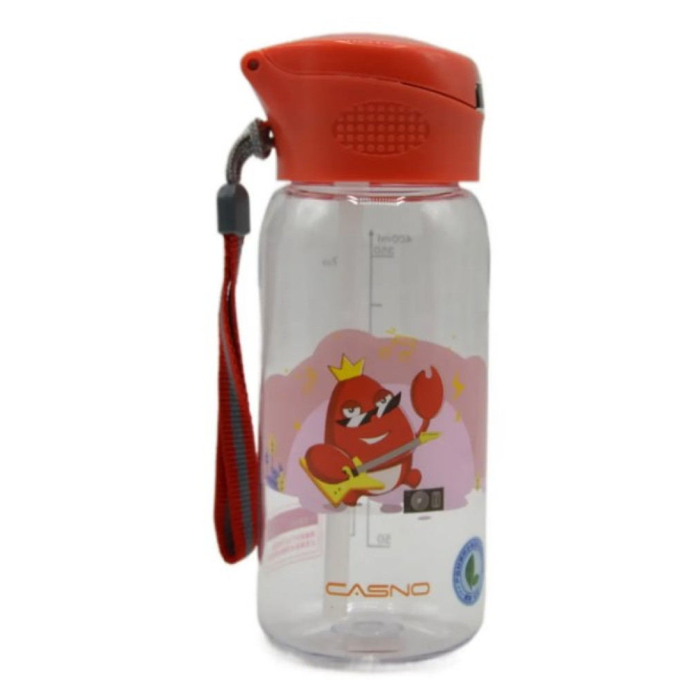 Бутылка для воды Casno 400 мл KXN-1195 Красная (краб) с трубочкой (KXN-1195_Red)