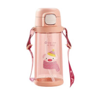Пляшка для води Casno 690 мл KXN-1219 Рожева (Свинка) з соломинкою (KXN-1219_Pink)