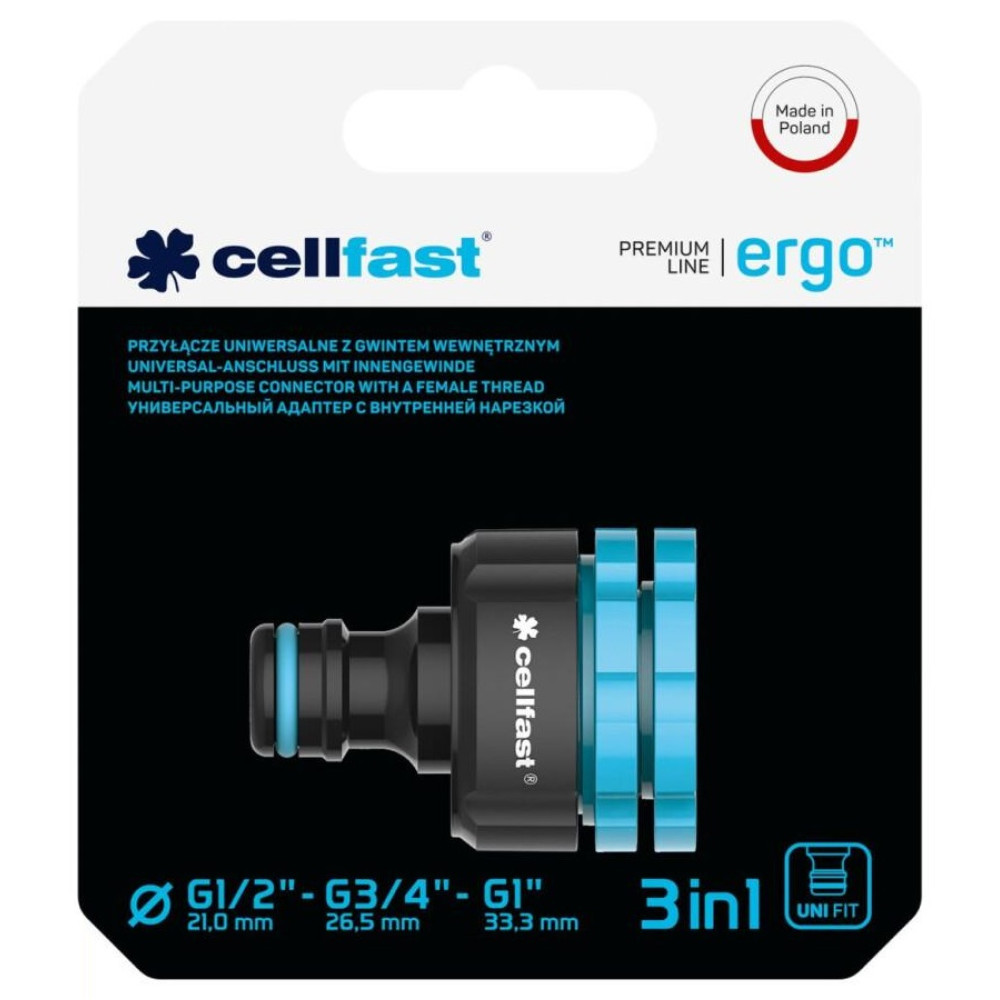 Адаптер Cellfast Ergo с внутренней резьбой 1/2”, 3/4”, 1” 53-210