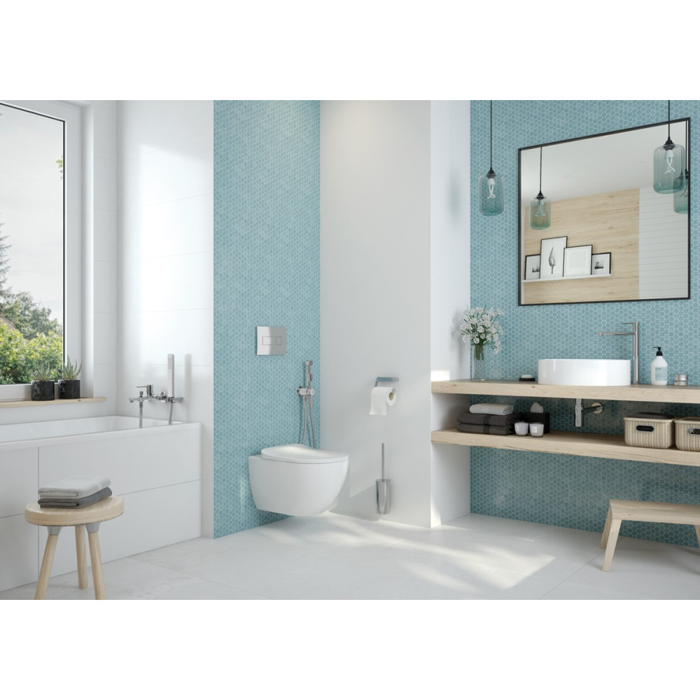 Інсталяція Deante Peonia 6 в 1 біла (панель змиву + унітаз з сидінням Soft Close + звукоізолююча прокладка) CDES6ZPW