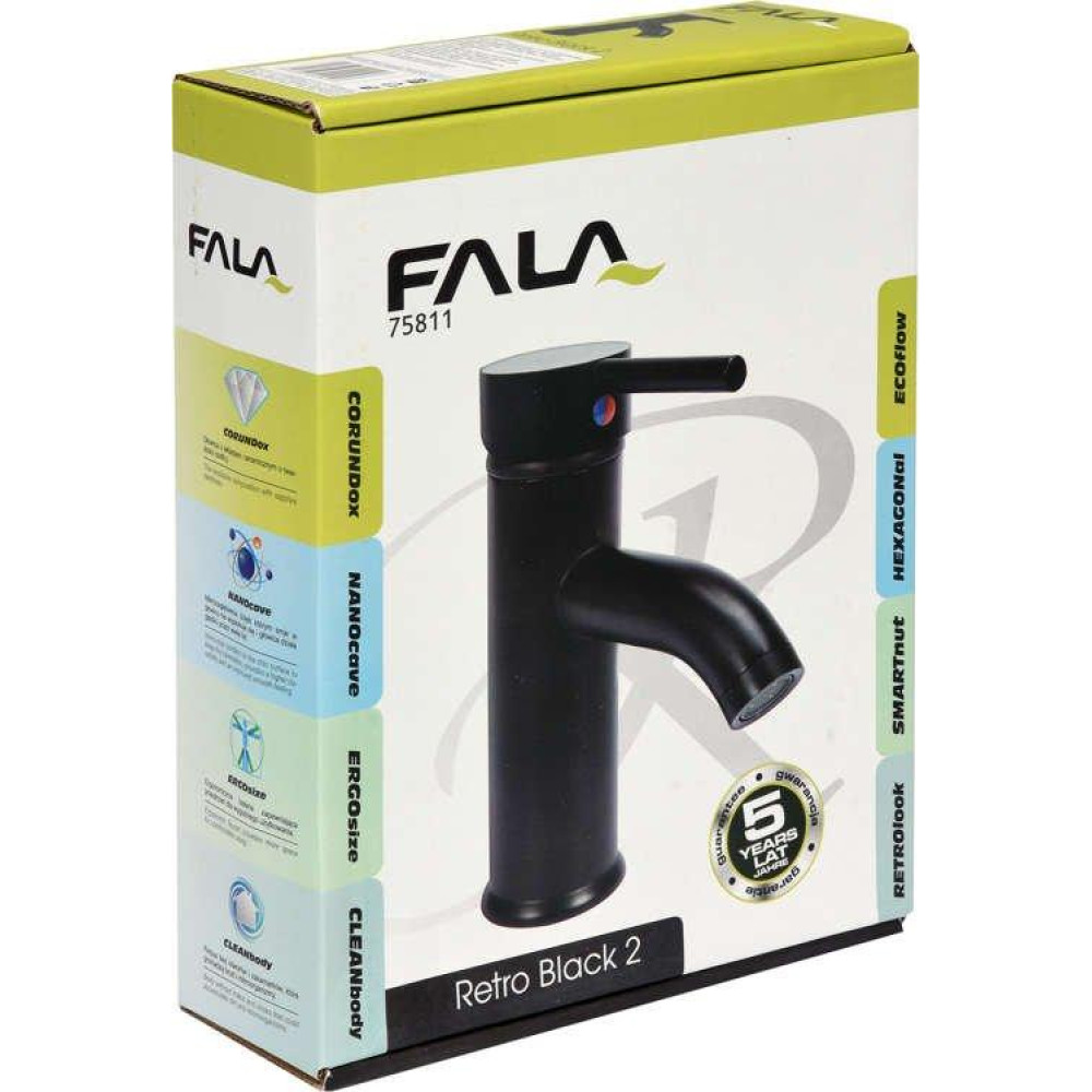 Змішувач для раковини FALA RETRO BLACK 2 75811