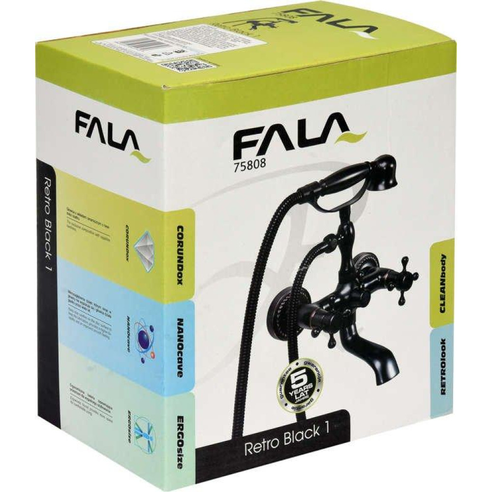 Змішувач для ванни і душу FALA RETRO BLACK 1 75808