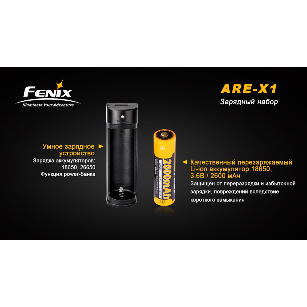 Зарядний пристрій Fenix + акумулятор Fenix 2600mAh ARE-X12016