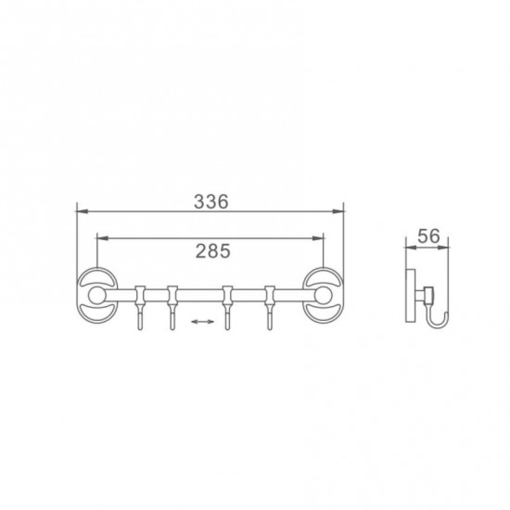 Вешалка для полотенец 4 крючка Frap F1915-4