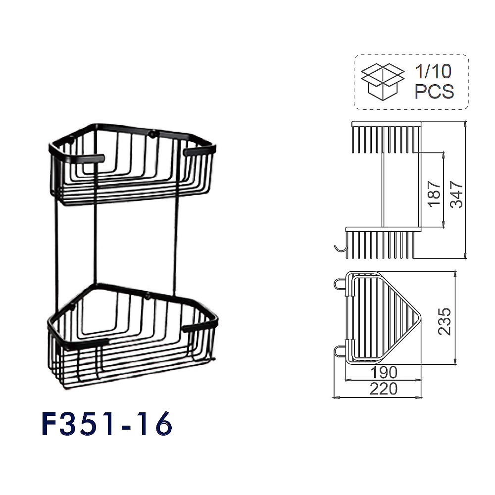 Полиця для ванни двоярусна Frap F351-16