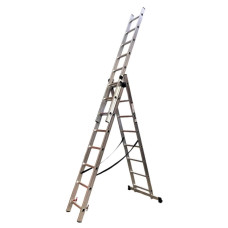 Лестница алюминиевая трехсекционная GTM KME308 3x8 ступеней 2.18-4.88м (KME308) (39945)