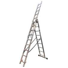 Лестница алюминиевая трехсекционная GTM KME309 3x9 ступеней 2.45-5.69м (KME309) (39946)